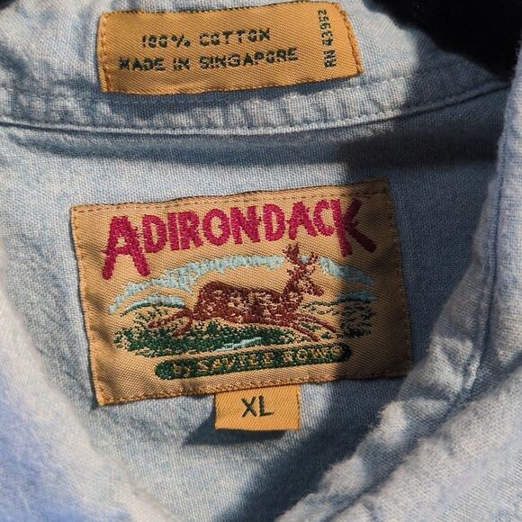 Vintage Adirondack Chambray Denim Shirt Mens XL Blue Savile Row Utility Outdoors - Picture 6 of 8